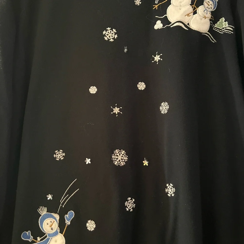 Alfred Dunner Black Sweater with Snowman Design Size S - Picture 3 of 4